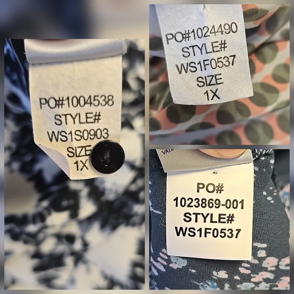 Lot 3 NYDJ Plus Size 1X Pintuck Peasant Blouse Tops Mixed Prints 3/4 Sleeve Boho - Picture 14 of 14